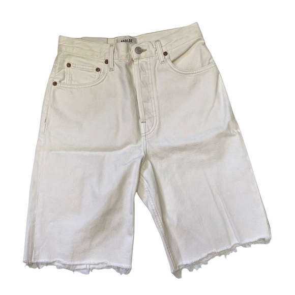 Agolde 90s Pinch Waist High Waist Longline Shorts - Picture 2 of 11